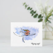 Flying Pig - Cool Ski Jumping Pig Athlete Postkarte (Stehend Vorderseite)