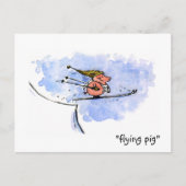 Flying Pig - Cool Ski Jumping Pig Athlete Postkarte (Vorderseite)