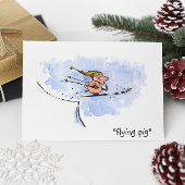 Flying Pig - Cool Ski Jumping Pig Athlete Postkarte