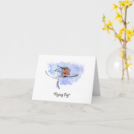 "Flying Pig" Cooler Ski Jumping Pig | Nur zum Spaß Karte (Gelbe Blume)
