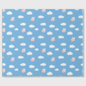 Flying Pig Cute Piglet with Wings Pattern Geschenkpapier (Flach)