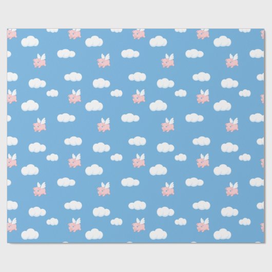 Flying Pig Cute Piglet with Wings Pattern Geschenkpapier (Flach)