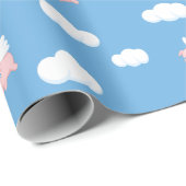 Flying Pig Cute Piglet with Wings Pattern Geschenkpapier (Rolleneckpunkt)