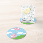 Flying Pig Geburtstagsparty Kinder Runder Pappuntersetzer (Vor Ort)