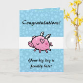 Flying Pig Glückwünsche Karte (Gelbe Blume)