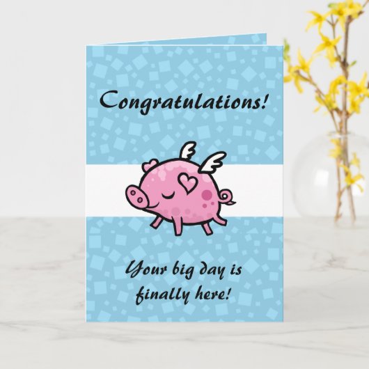 Flying Pig Glückwünsche Karte (Gelbe Blume)