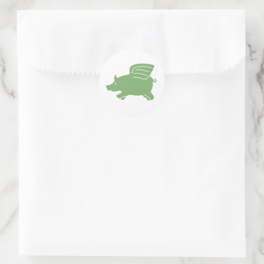Flying Pig - Green Runder Aufkleber (Tasche)