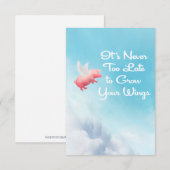 Flying Pig Grow Your Wings Flat Note Card Mitteilungskarte (Vorne/Hinten)