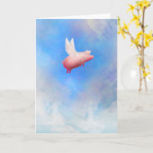 Flying Pig-Grußkarte Karte (Gelbe Blume)