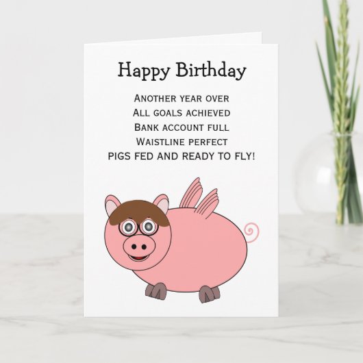 Flying Pig Humour Birthday Card Karte (Vorderseite)