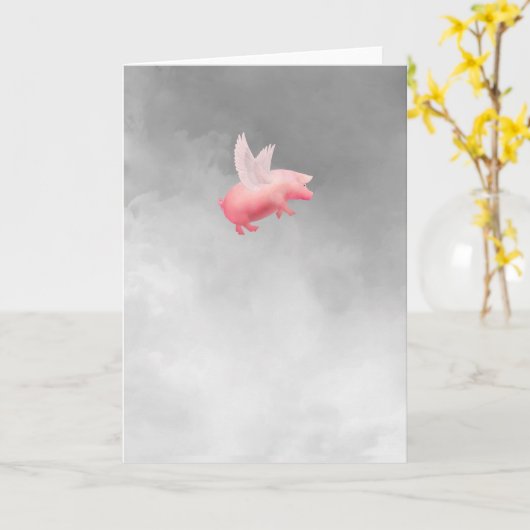 Flying Pig Karte (Gelbe Blume)
