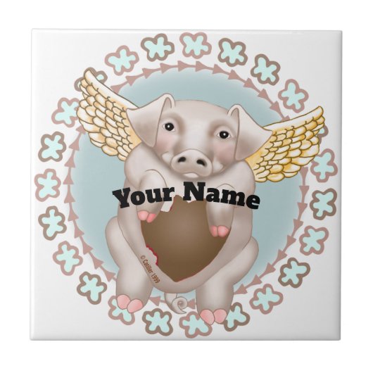 Flying Pig Kiss Kachel (Vorderseite)