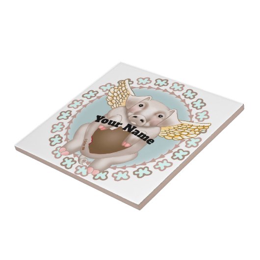 Flying Pig Kiss tile Fliese (Seite)