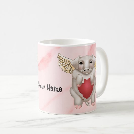 Flying Pig-Liebe-Tasse Kaffeetasse (VorderseiteRechts)