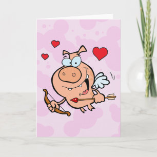 Flying Pig mit Bow und Pfeil Feiertagskarte