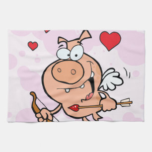 Flying Pig mit Bow und Pfeil Geschirrtuch
