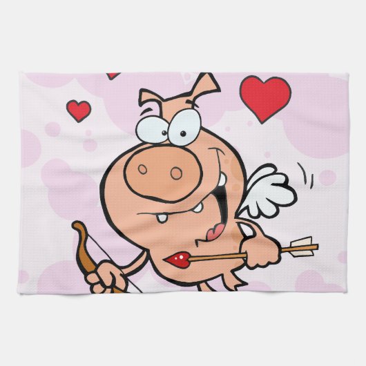 Flying Pig mit Bow und Pfeil Geschirrtuch (Horizontal)