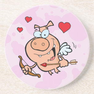 Flying Pig mit Bow und Pfeil Getränkeuntersetzer
