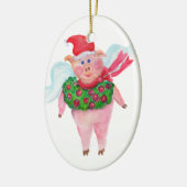 Flying Pig mit Krautverzierung Keramik Ornament (Links)