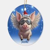 Flying Pig mit Santa Cap Personalisierte Ornament (Links)