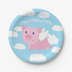 Flying Pig Niedlich 1. Geburtstag Party Dekoration Pappteller