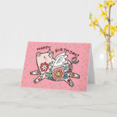 Flying Pig Niedlich Happy Birthday Angel Pig Flora Karte (Gelbe Blume)