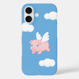 Flying Pig - Niedliches Piglet mit Flügeln auf bla iPhone 16 Hülle