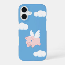 Flying Pig - Niedliches Piglet mit Flügeln auf bla iPhone 16 Hülle