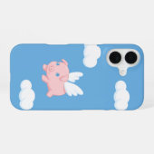 Flying Pig - Niedliches Piglet mit Flügeln auf bla iPhone 16 Hülle (Rückseite (Horizontal))