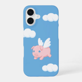 Flying Pig - Niedliches Piglet mit Flügeln auf bla iPhone 16 Hülle
