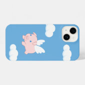 Flying Pig - Niedliches Piglet mit Flügeln auf bla iPhone Hülle (Rückseite (Horizontal))
