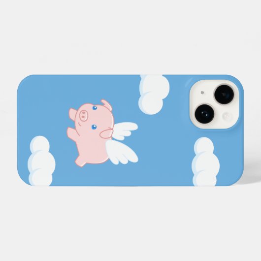 Flying Pig - Niedliches Piglet mit Flügeln auf bla iPhone Hülle (Rückseite (Horizontal))