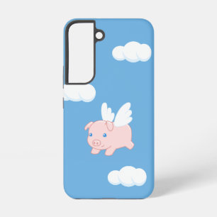 Flying Pig - Niedliches Piglet mit Flügeln auf bla Samsung Galaxy Hülle