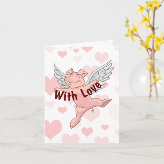 Flying Pig Note Card Karte (Gelbe Blume)