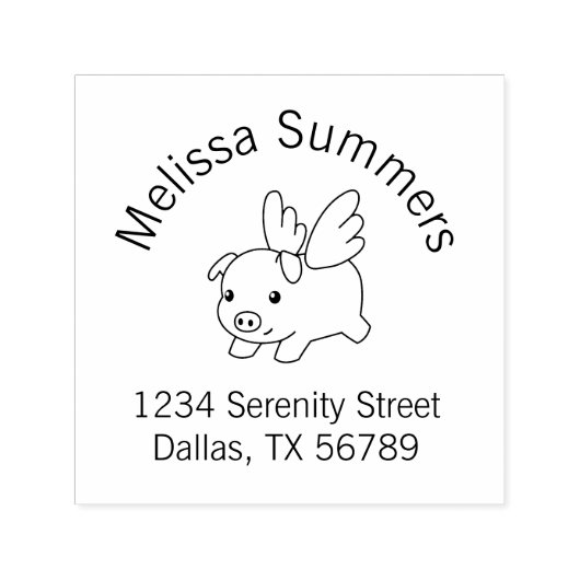 Flying Pig - Piglet with Wings Arch Address Permastempel (Design)