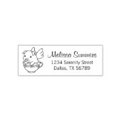 Flying Pig - Piglet with Wings in a Teacup Address Permastempel (Design)