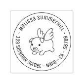 Flying Pig - Piglet with Wings Round Address 1 Permastempel (Design)
