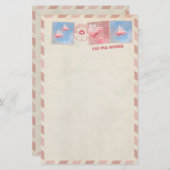 Flying Pig Postage Briefpapier (Vorne/Hinten)