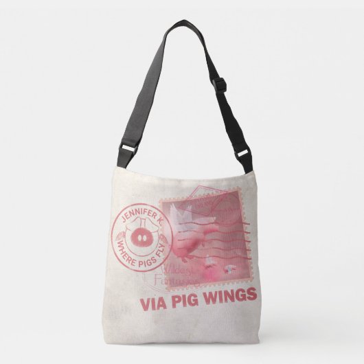 Flying Pig Postage-Deliver Tragetaschen Mit Langen Trägern (Vorderseite)