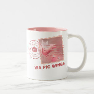 Flying Pig Postage-Deliver Zweifarbige Tasse