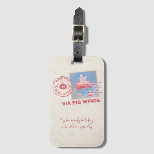 Flying Pig Postage Luggage Tag Gepäckanhänger (Vorderseite Vertikal)