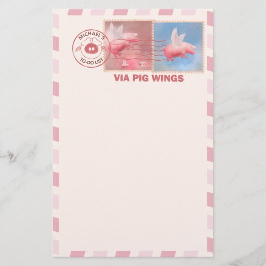 Flying Pig Postage Stationery Briefpapier (Vorderseite)