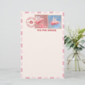 Flying Pig Postage Stationery Briefpapier (Stehend Vorderseite)