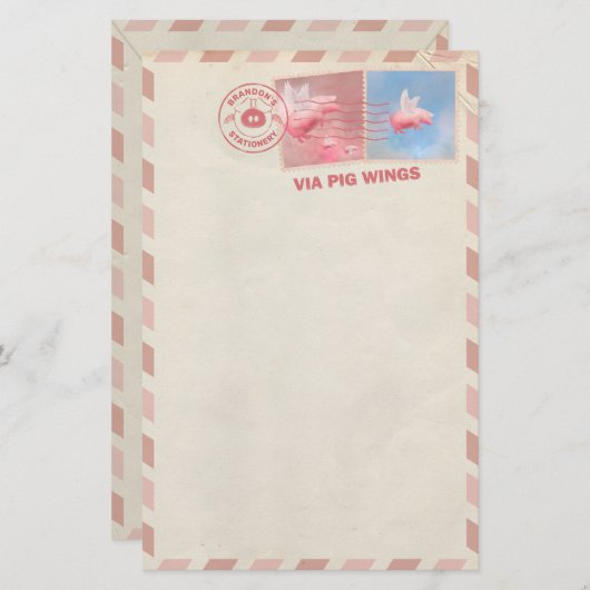 Flying Pig Postage Stationery Briefpapier (Vorne/Hinten)