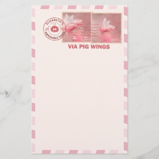 Flying Pig Postage Stationery Briefpapier (Vorderseite)