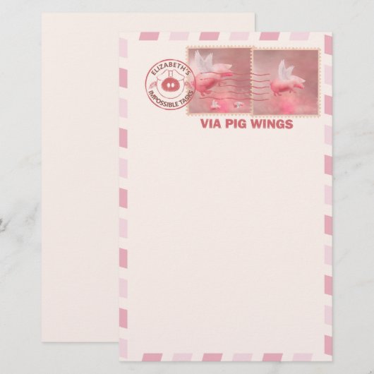 Flying Pig Postage Stationery Briefpapier (Vorne/Hinten)