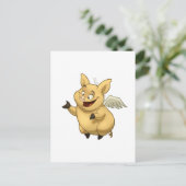 Flying Pig Postkarte (Stehend Vorderseite)