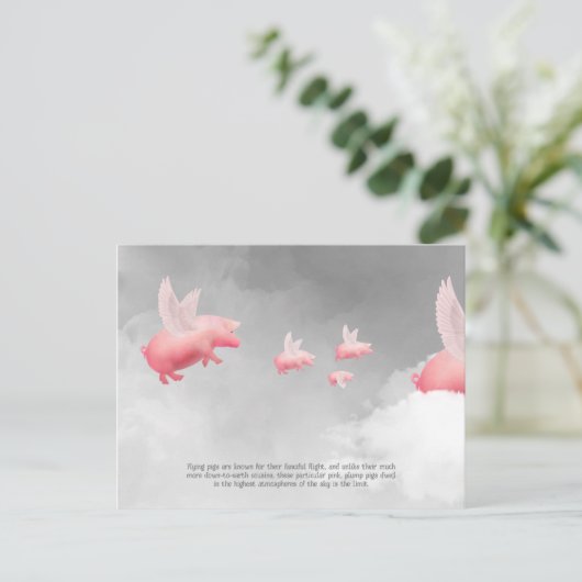Flying Pig Postkarte (Stehend Vorderseite)