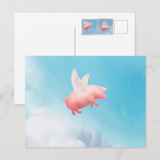 Flying Pig Postkarte (Vorne/Hinten)