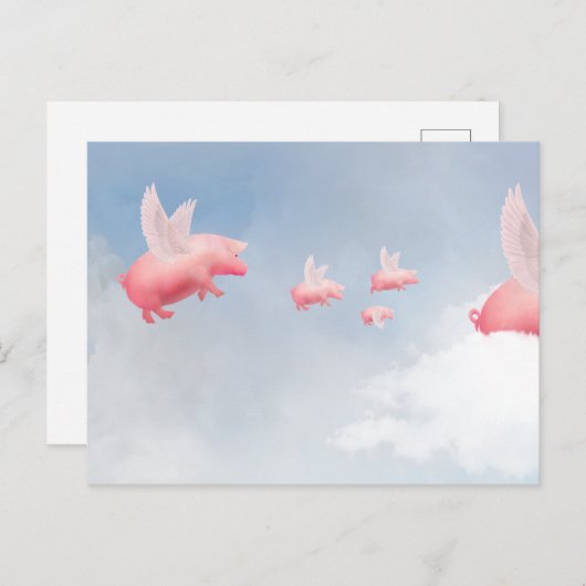 Flying Pig Postkarte (Vorne/Hinten)